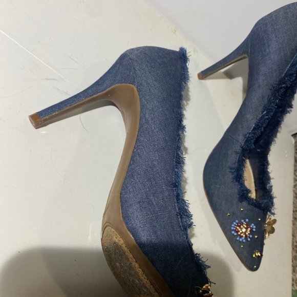 Women’s Blue Frilly Kitten Heels - Picture 5 of 7